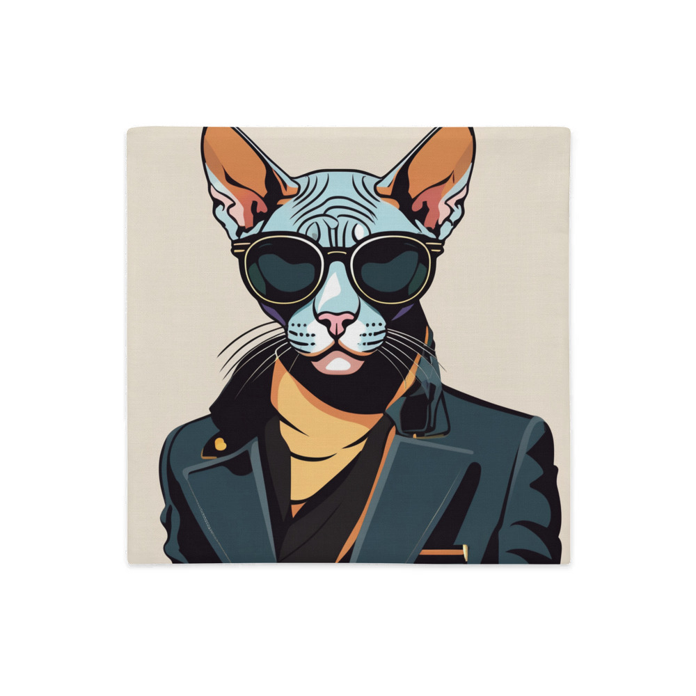 PugMug Custom Black Sphynx Cat Premium Pillow Case