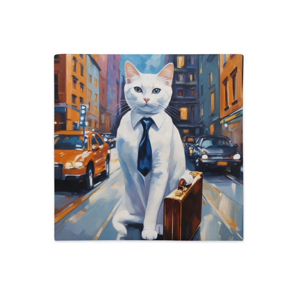 PugMug Custom White Companion Cat Premium Pillow Case