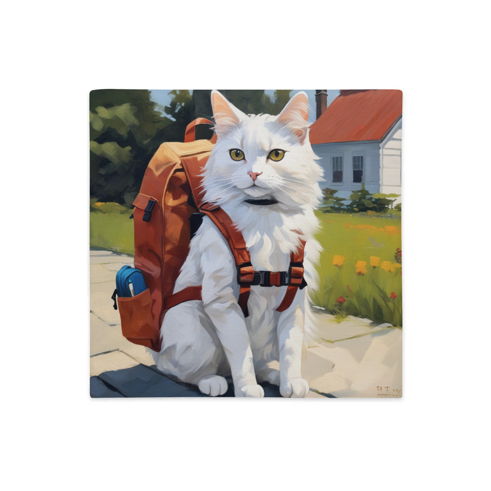 PugMug Custom White Companion Cat Premium Pillow Case