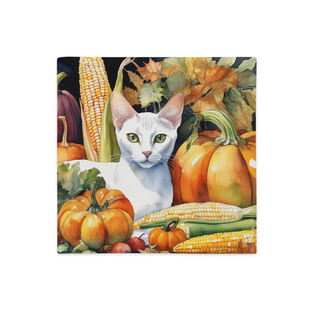 PugMug Custom White Abyssinian Cat Premium Pillow Case
