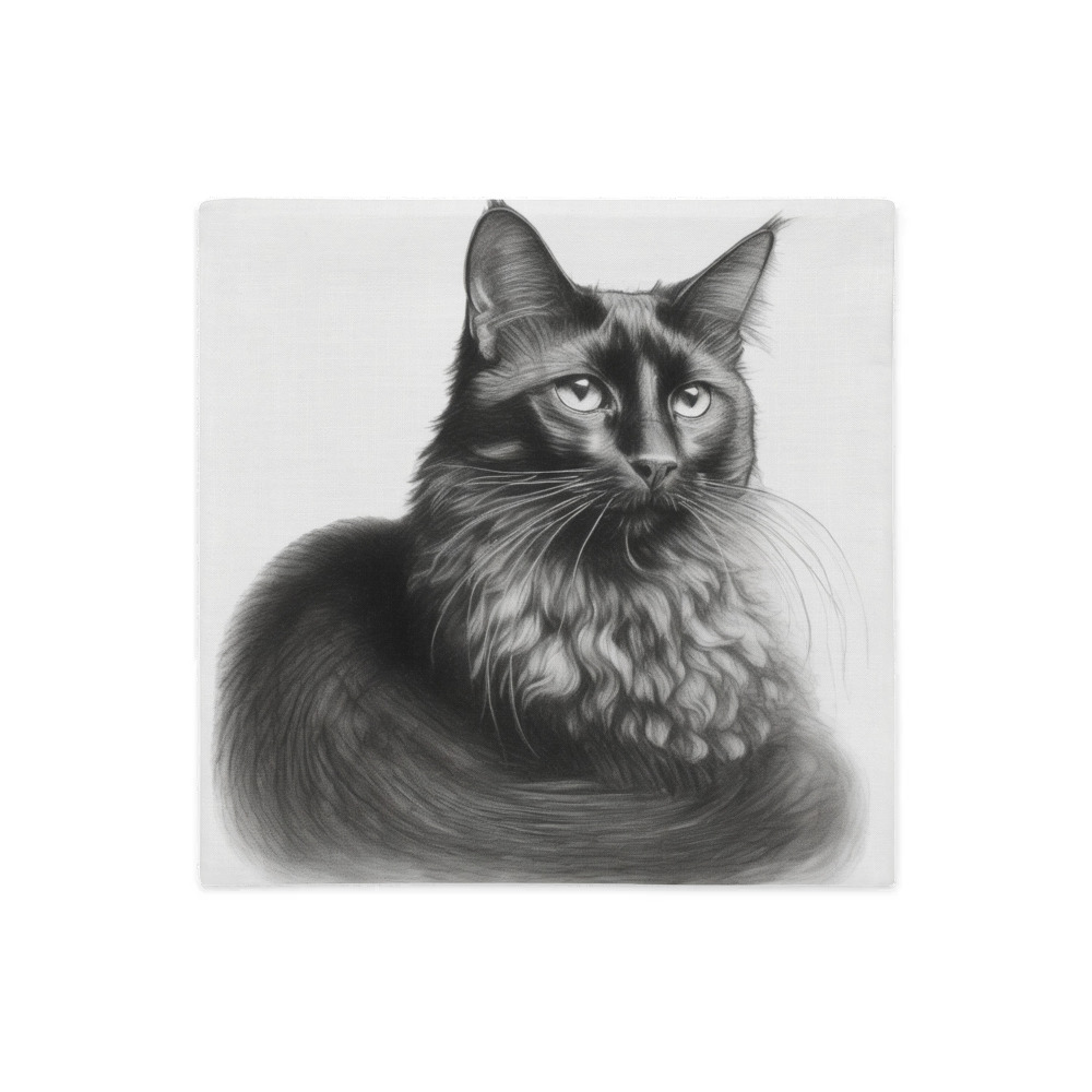 PugMug Custom Black Companion Cat Premium Pillow Case