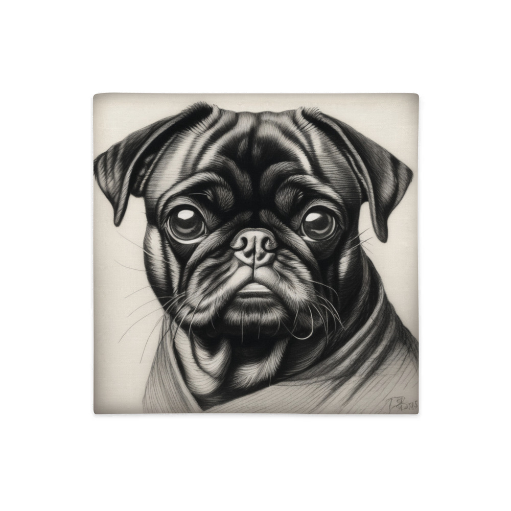 PugMug Custom Black Pug Premium Pillow Case