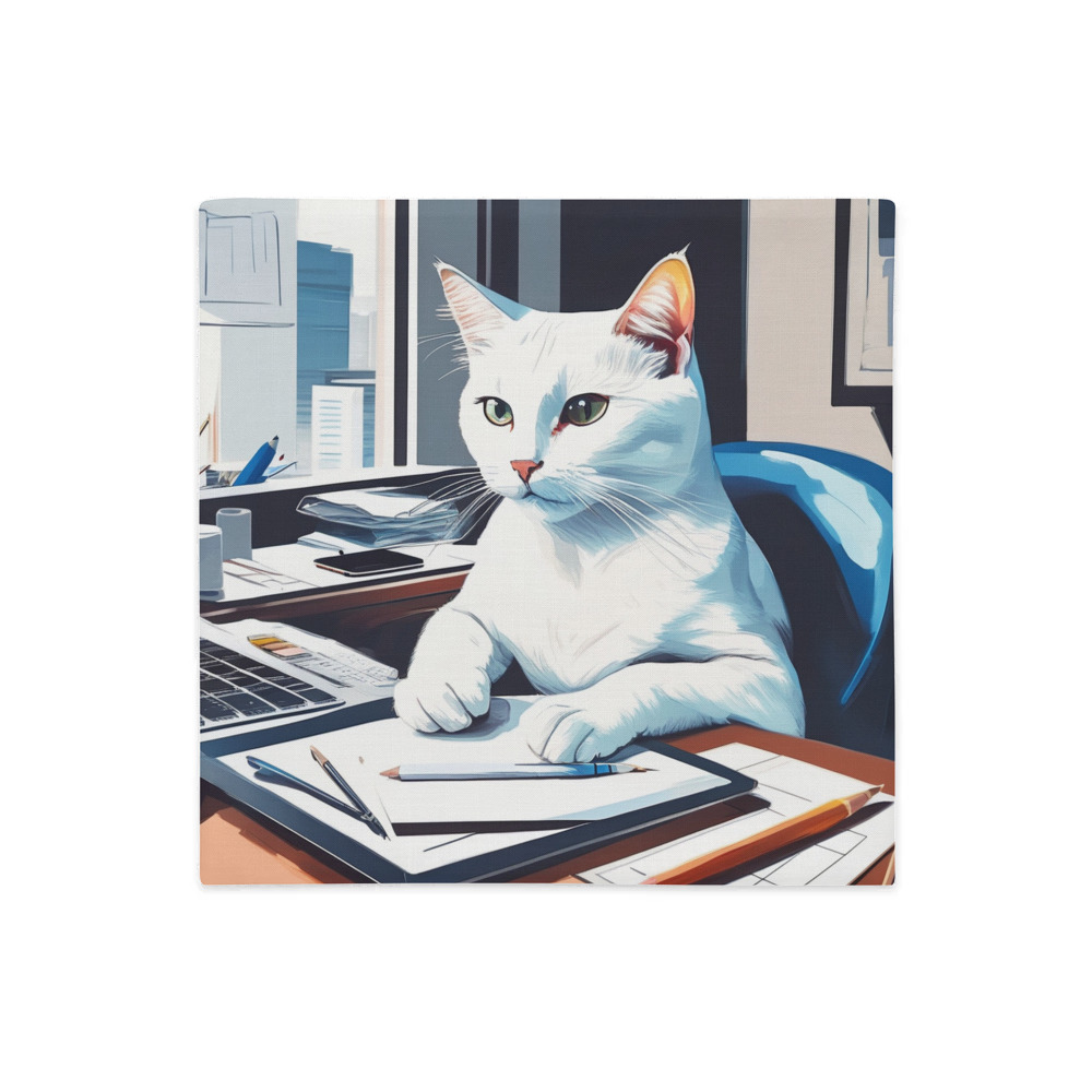 PugMug Custom White Companion Cat Premium Pillow Case