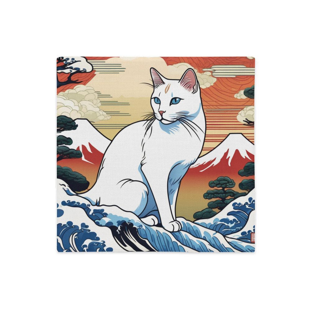 PugMug Custom White Companion Cat Premium Pillow Case