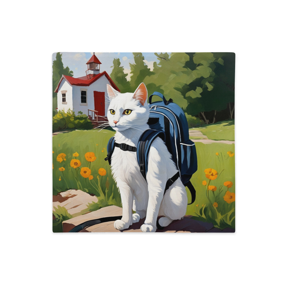 PugMug Custom White Companion Cat Premium Pillow Case