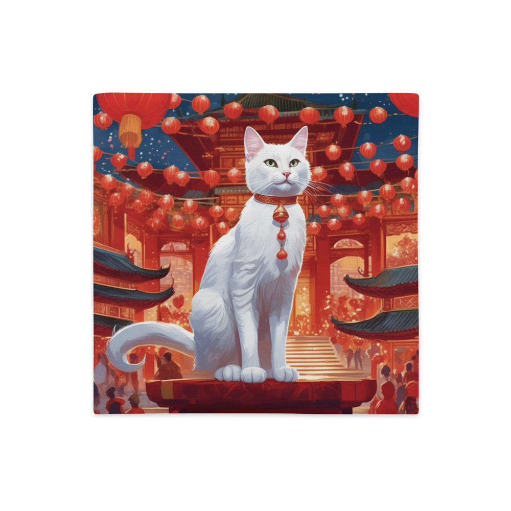 PugMug Custom White Companion Cat Premium Pillow Case