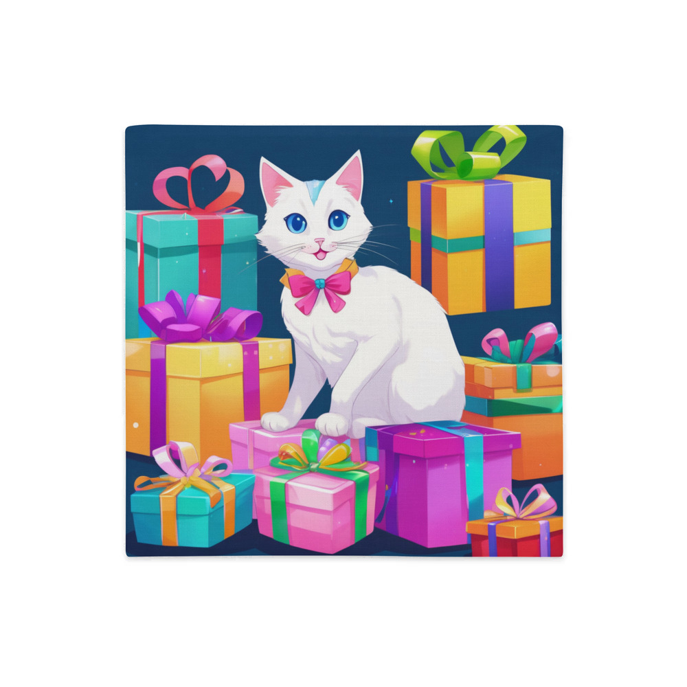 PugMug Custom White Companion Cat Premium Pillow Case