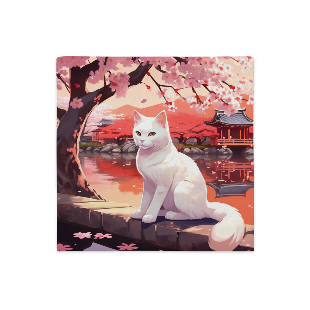 PugMug Custom White Companion Cat Premium Pillow Case