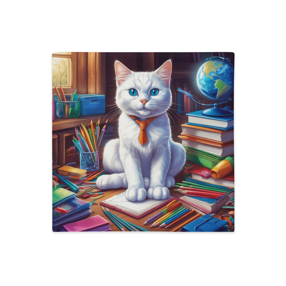 PugMug Custom White Companion Cat Premium Pillow Case