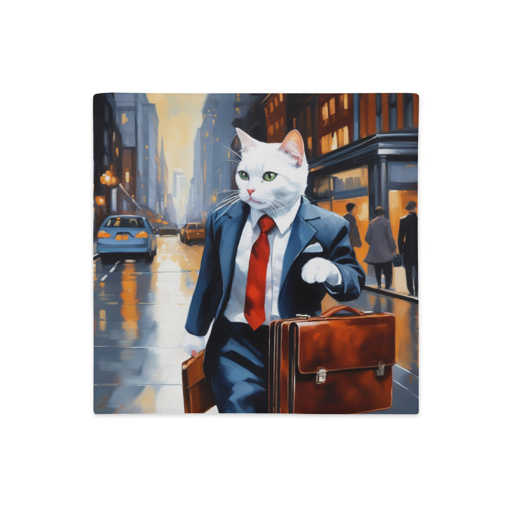 PugMug Custom White Companion Cat Premium Pillow Case