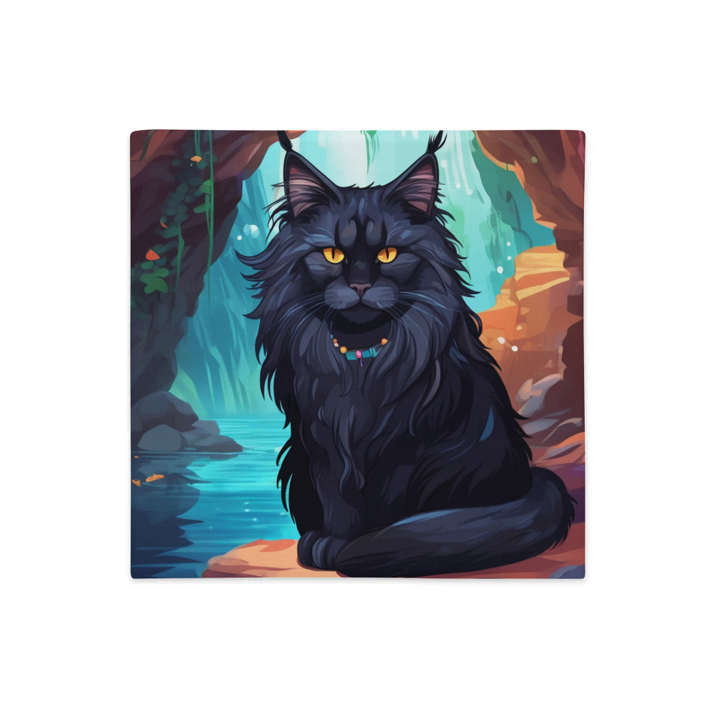 PugMug Custom Black Maine Coon Cat Premium Pillow Case