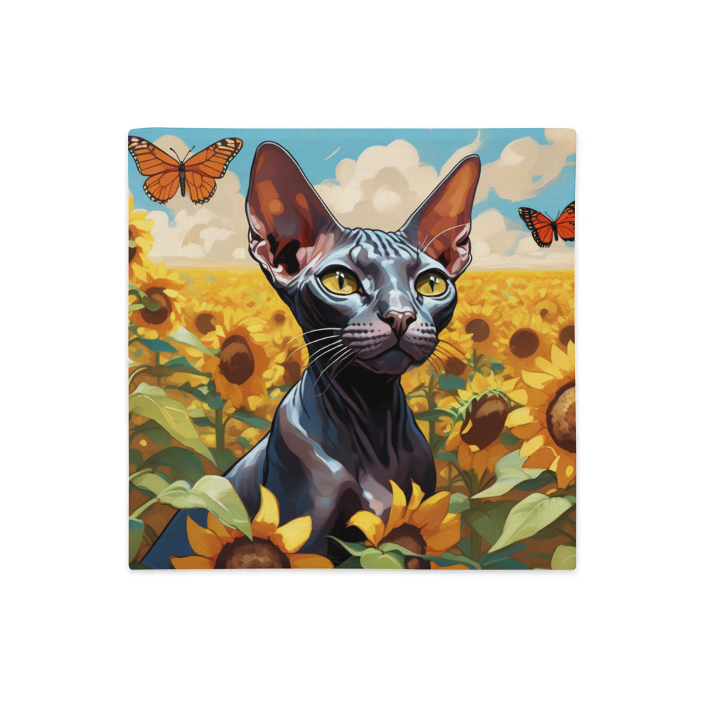 PugMug Custom Black Sphynx Cat Premium Pillow Case