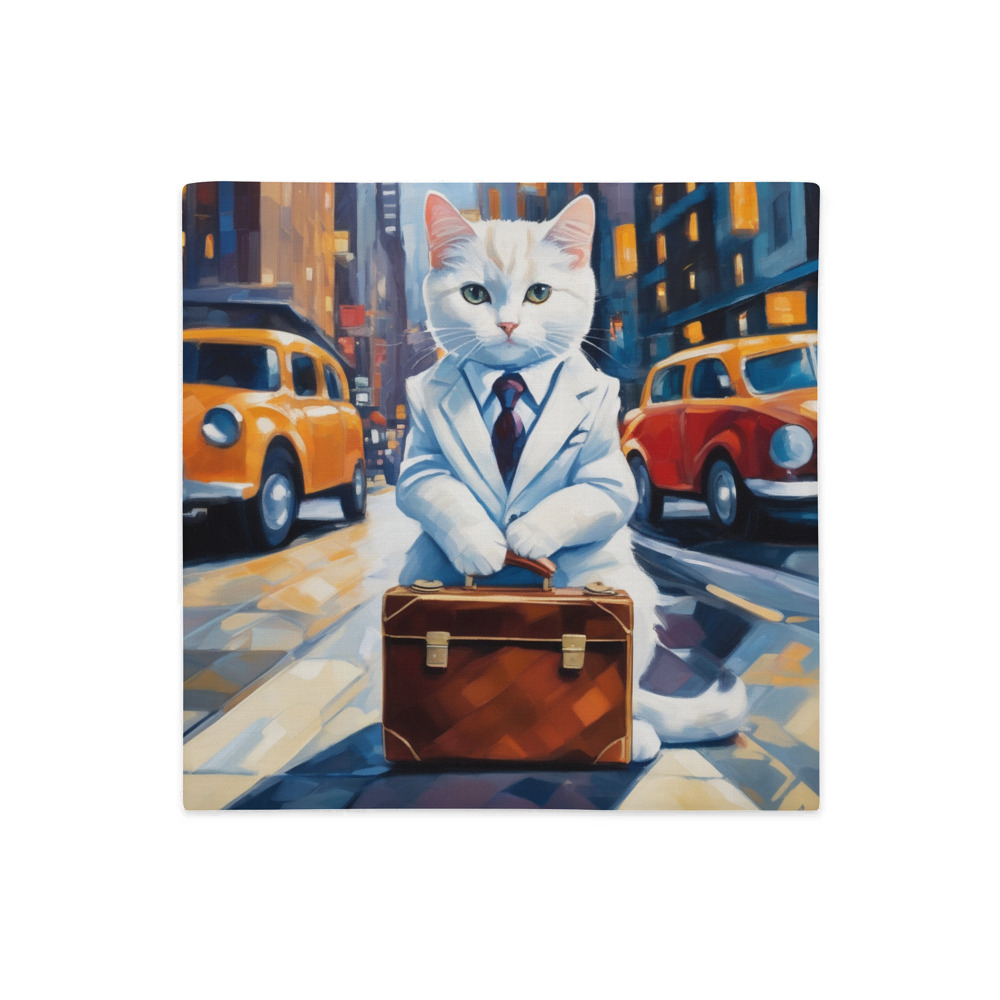 PugMug Custom White Companion Cat Premium Pillow Case