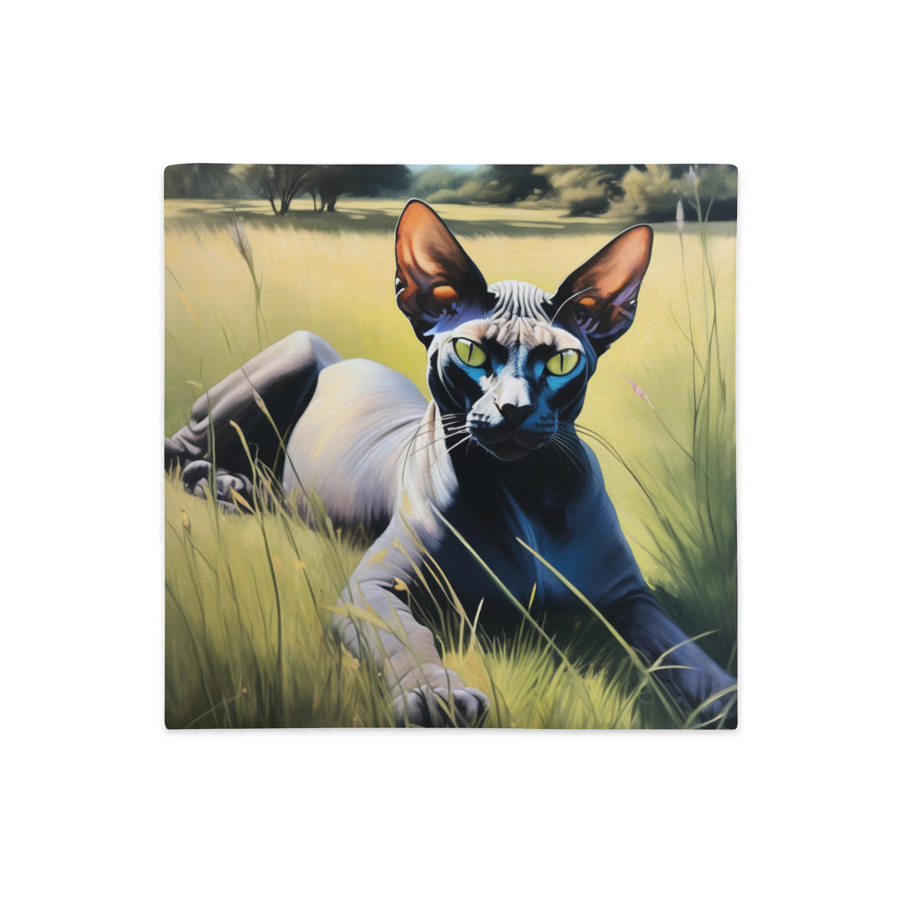 PugMug Custom Black Sphynx Cat Premium Pillow Case