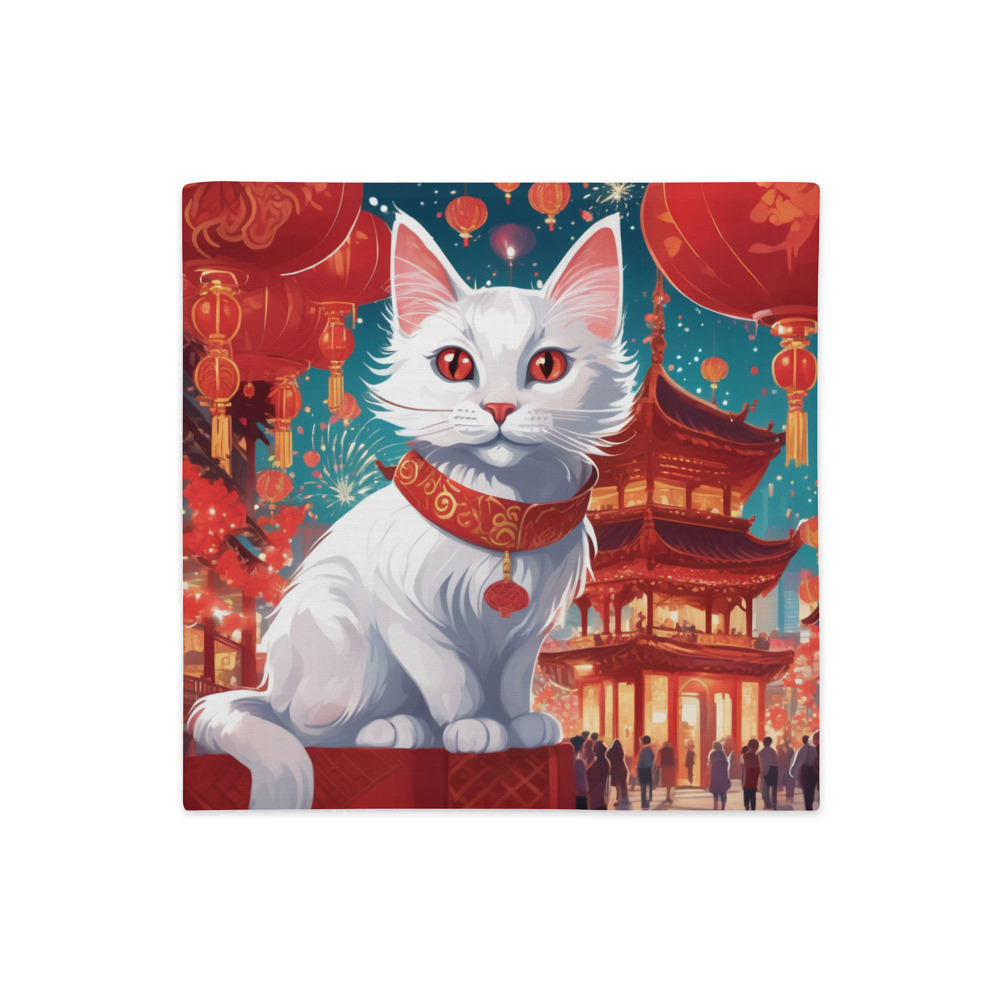 PugMug Custom White Companion Cat Premium Pillow Case