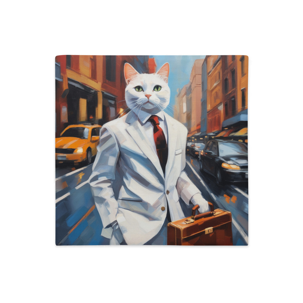 PugMug Custom White Companion Cat Premium Pillow Case