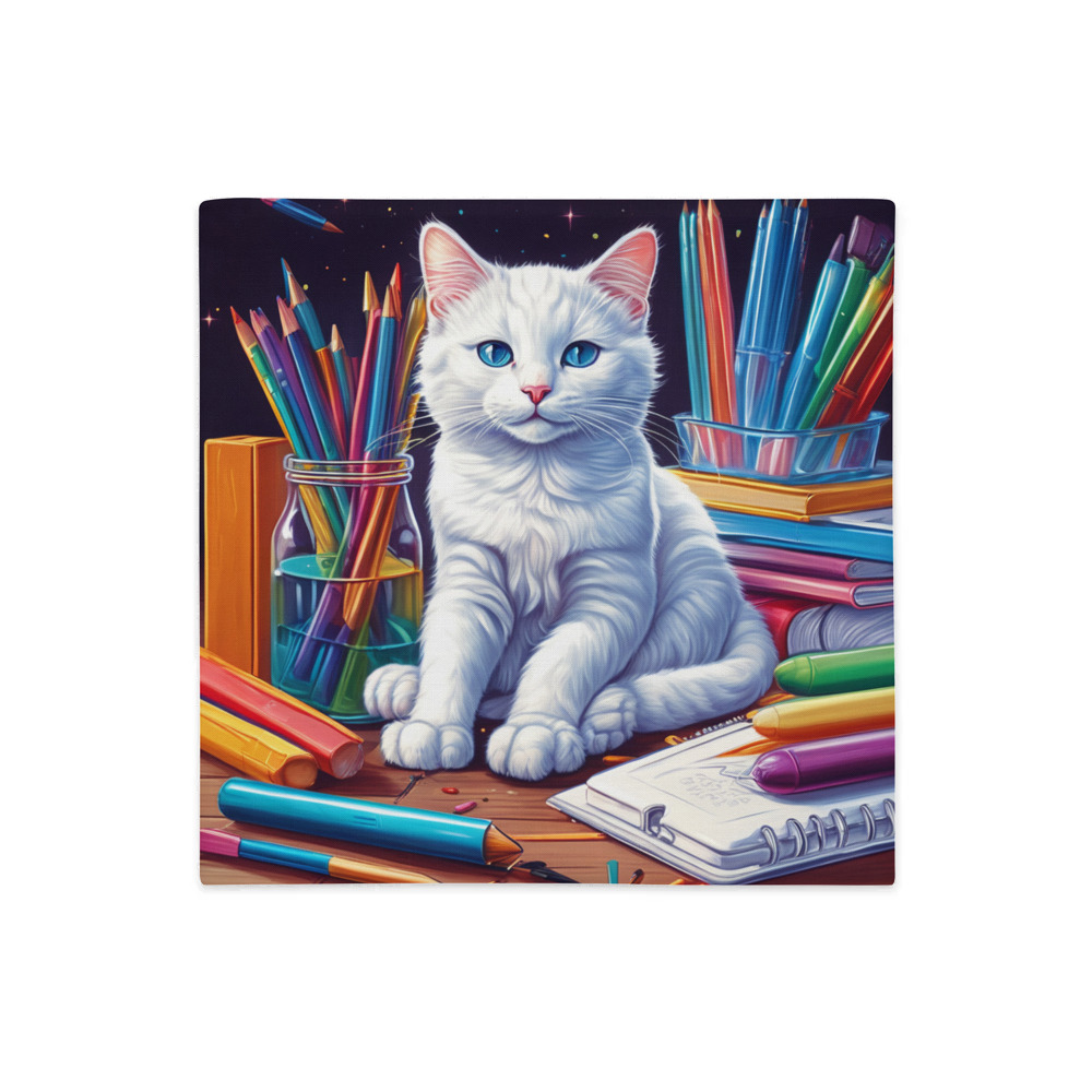 PugMug Custom White Companion Cat Premium Pillow Case