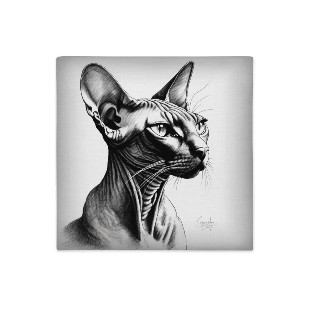 PugMug Custom Black Sphynx Cat Premium Pillow Case