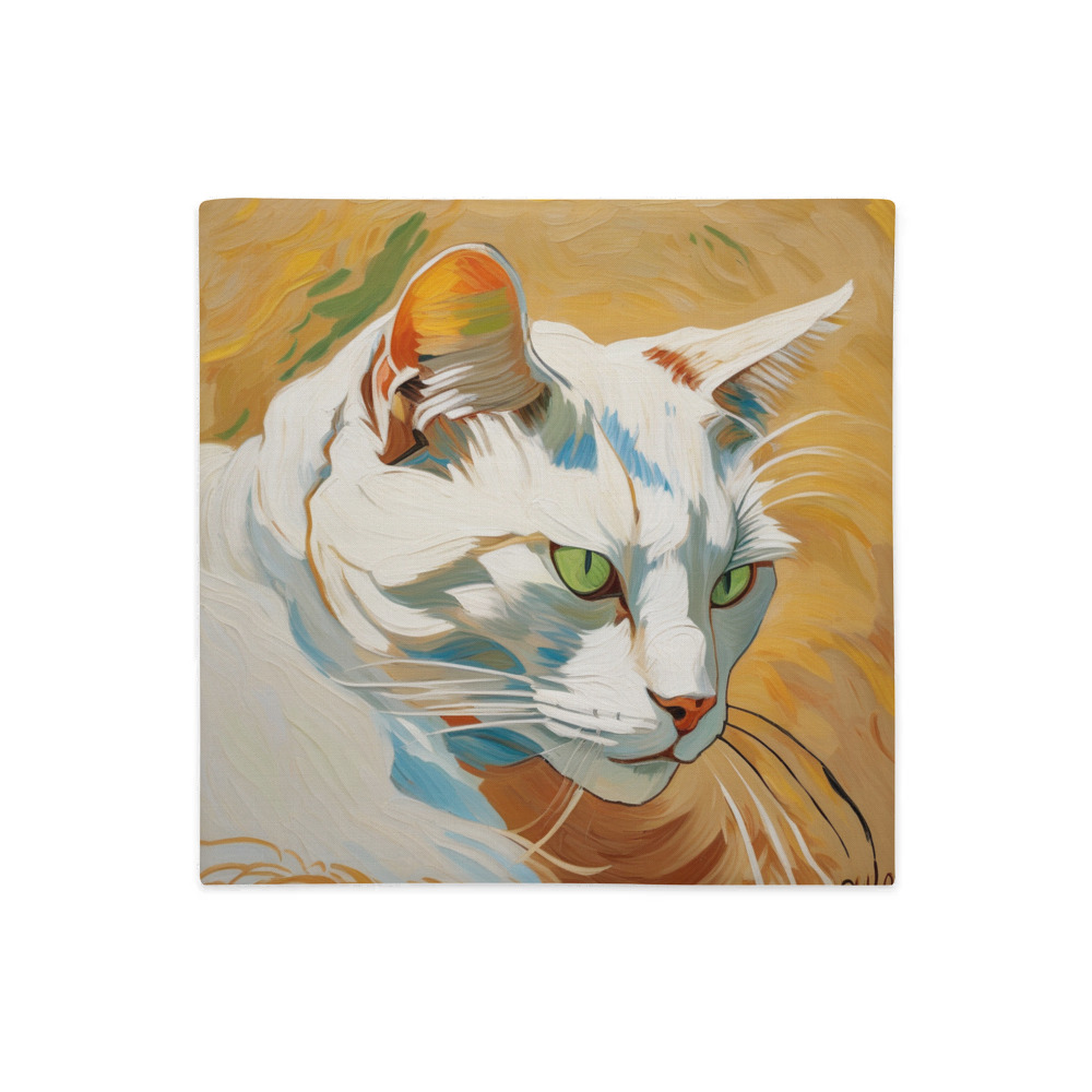 PugMug Custom White Companion Cat Premium Pillow Case