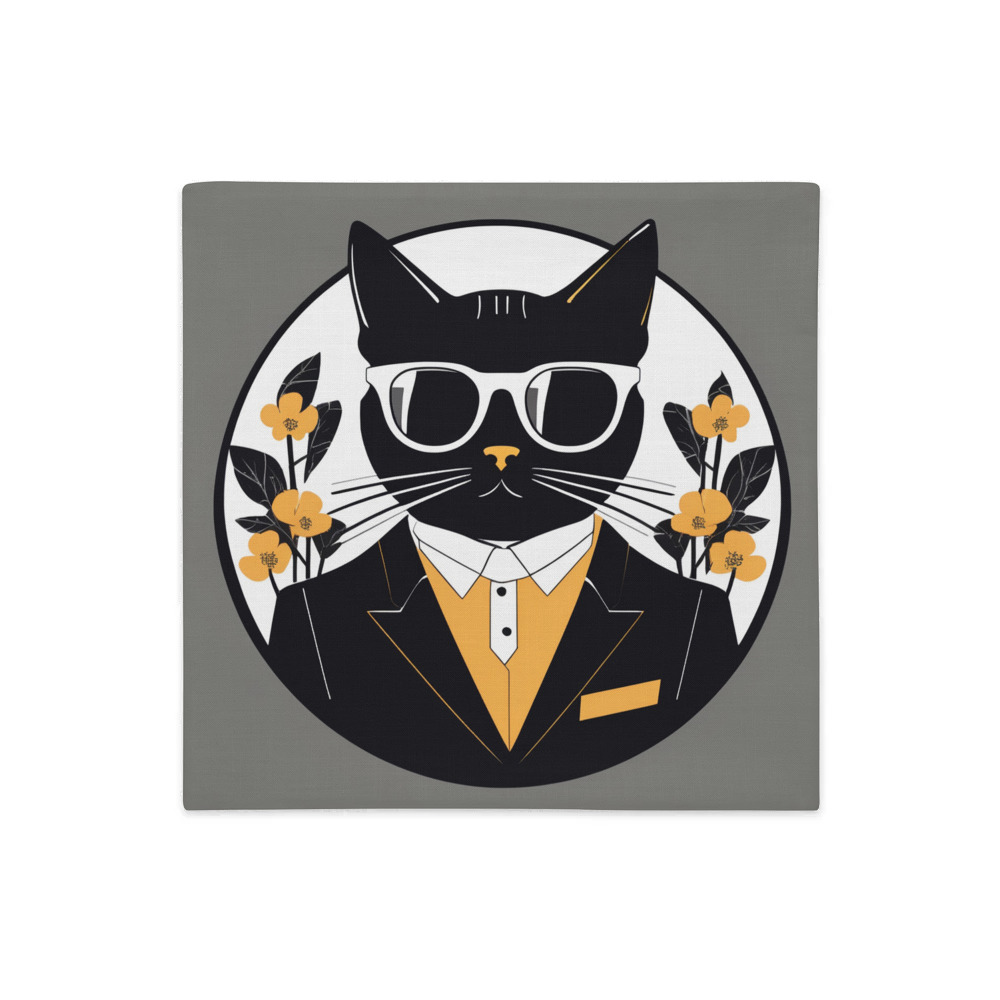 PugMug Custom Black Companion Cat Premium Pillow Case