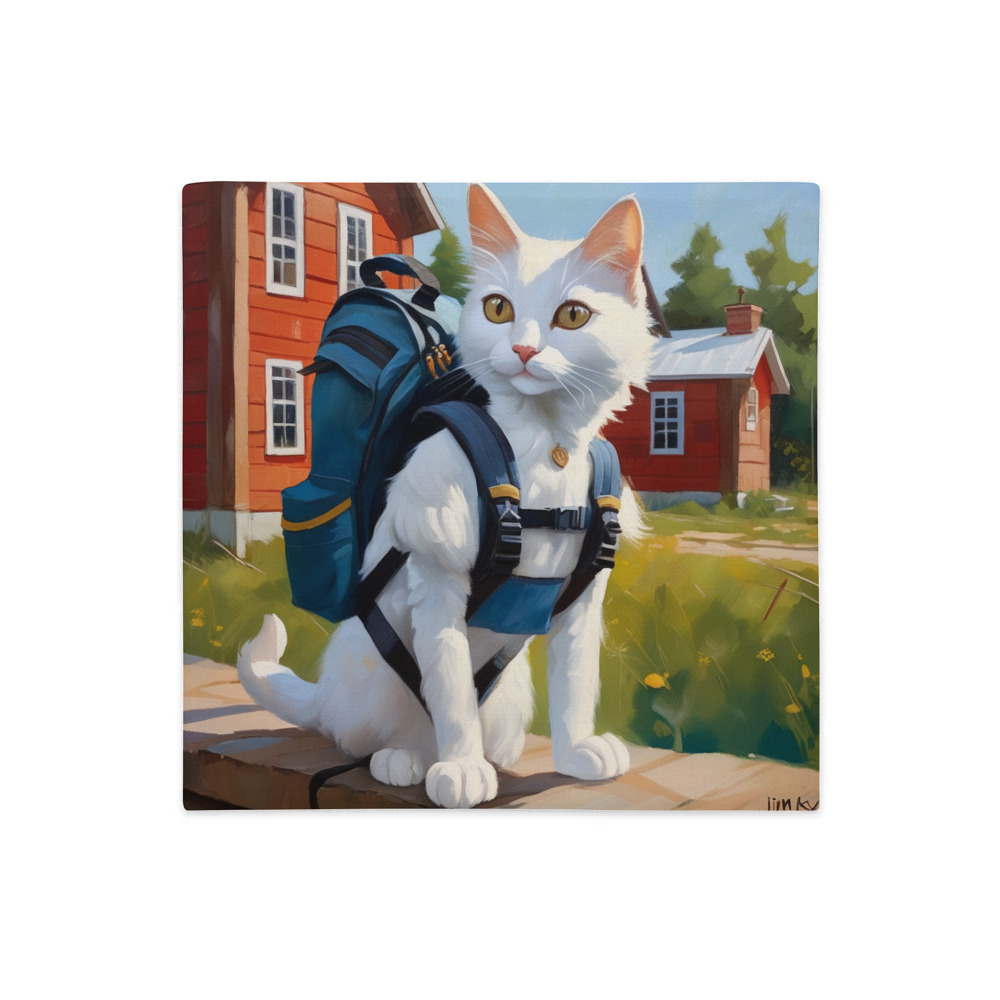 PugMug Custom White Companion Cat Premium Pillow Case