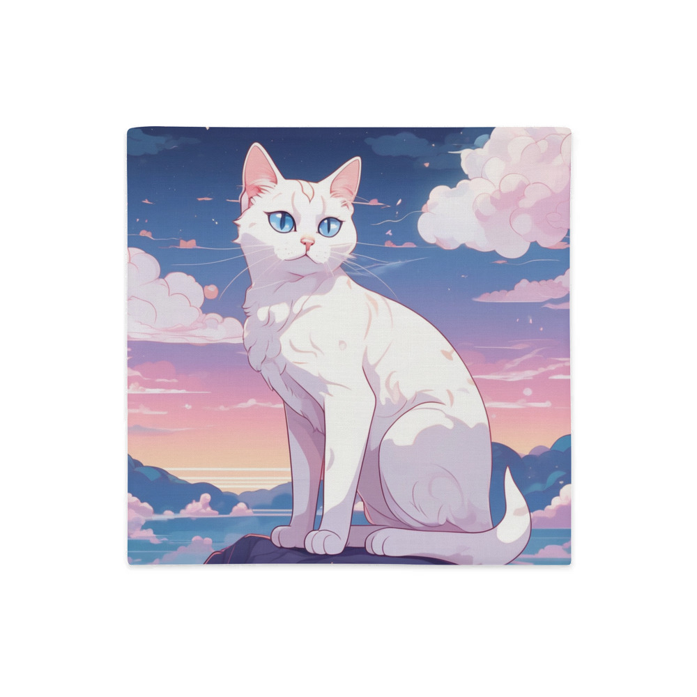 PugMug Custom White Companion Cat Premium Pillow Case