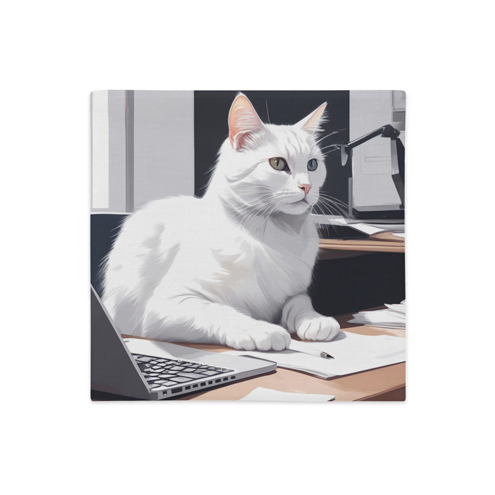 PugMug Custom White Companion Cat Premium Pillow Case