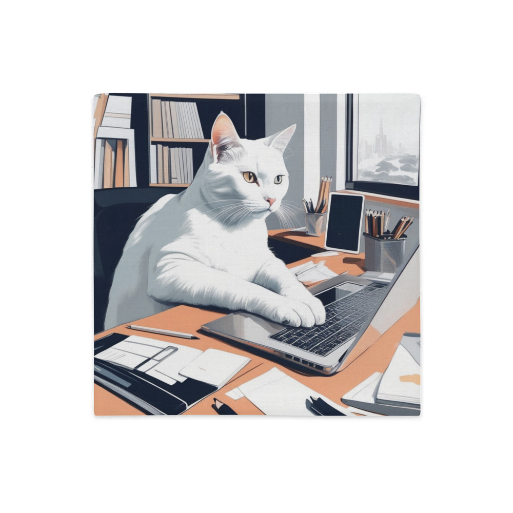 PugMug Custom White Companion Cat Premium Pillow Case