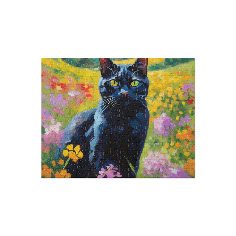 PugMug Custom Black American Shorthair Cat Jigsaw Puzzle