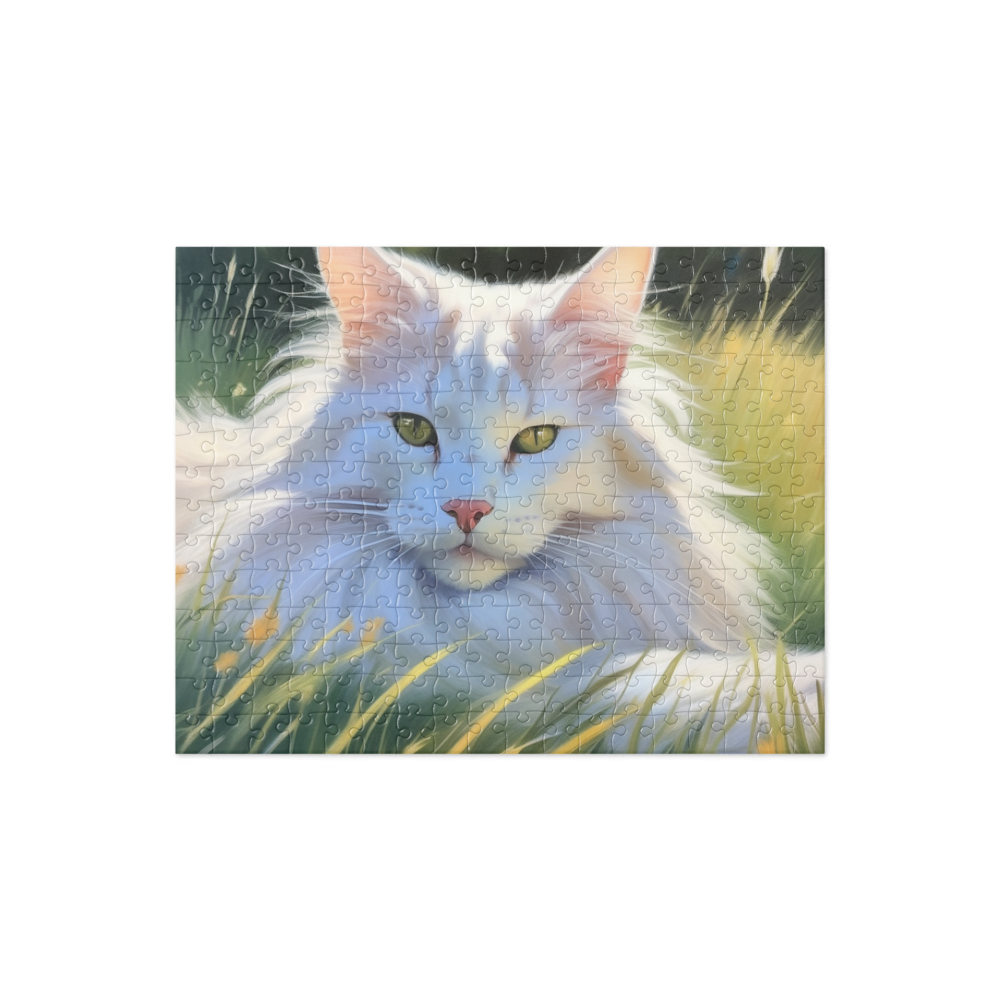PugMug Custom White Maine Coon Cat Jigsaw Puzzle