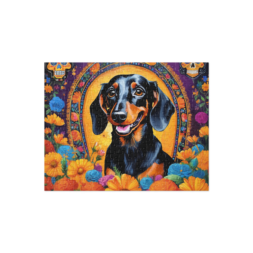 PugMug Custom Black Dachshund Jigsaw Puzzle