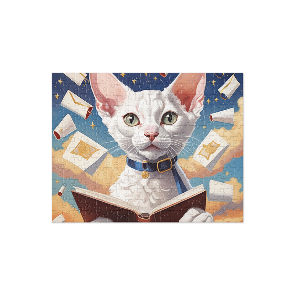 PugMug Custom White Devon Rex Cat Jigsaw Puzzle