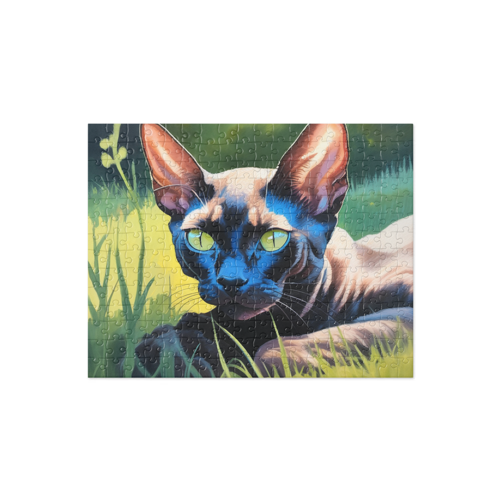 PugMug Custom Black Devon Rex Cat Jigsaw Puzzle