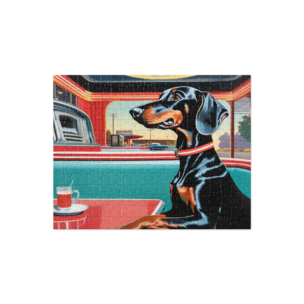 PugMug Custom Black Dachshund Jigsaw Puzzle