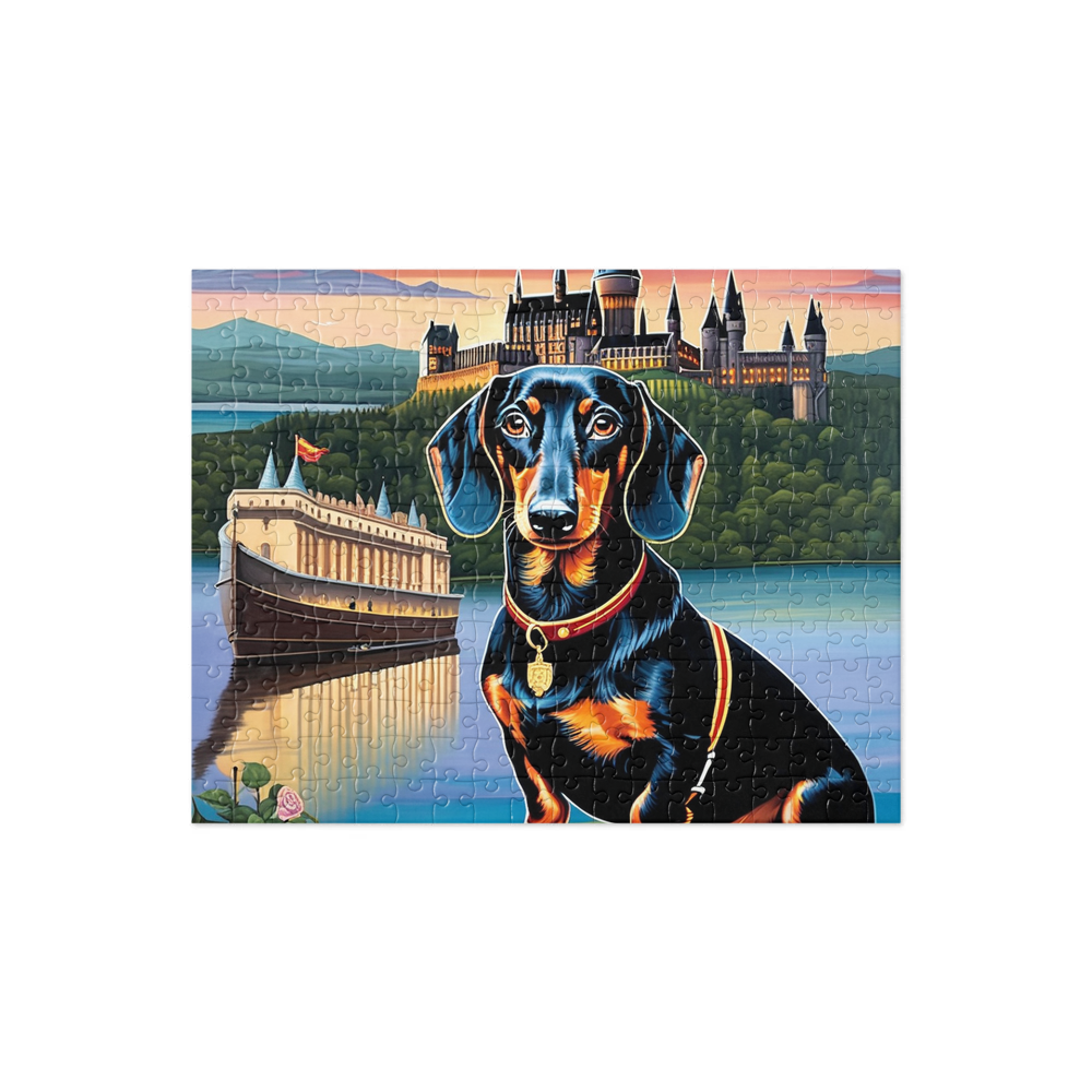 PugMug Custom Black Dachshund Jigsaw Puzzle