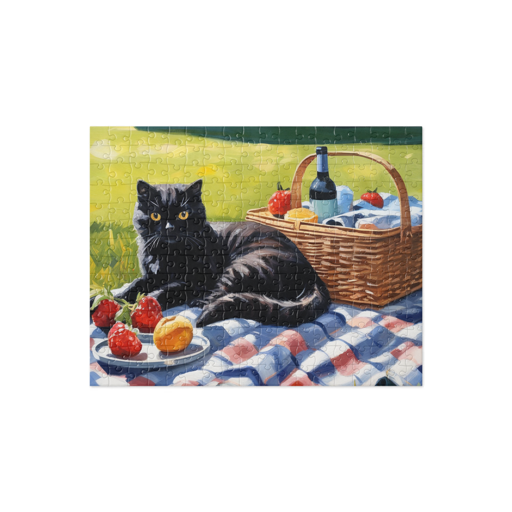 PugMug Custom Black Scottish Fold Cat Jigsaw Puzzle