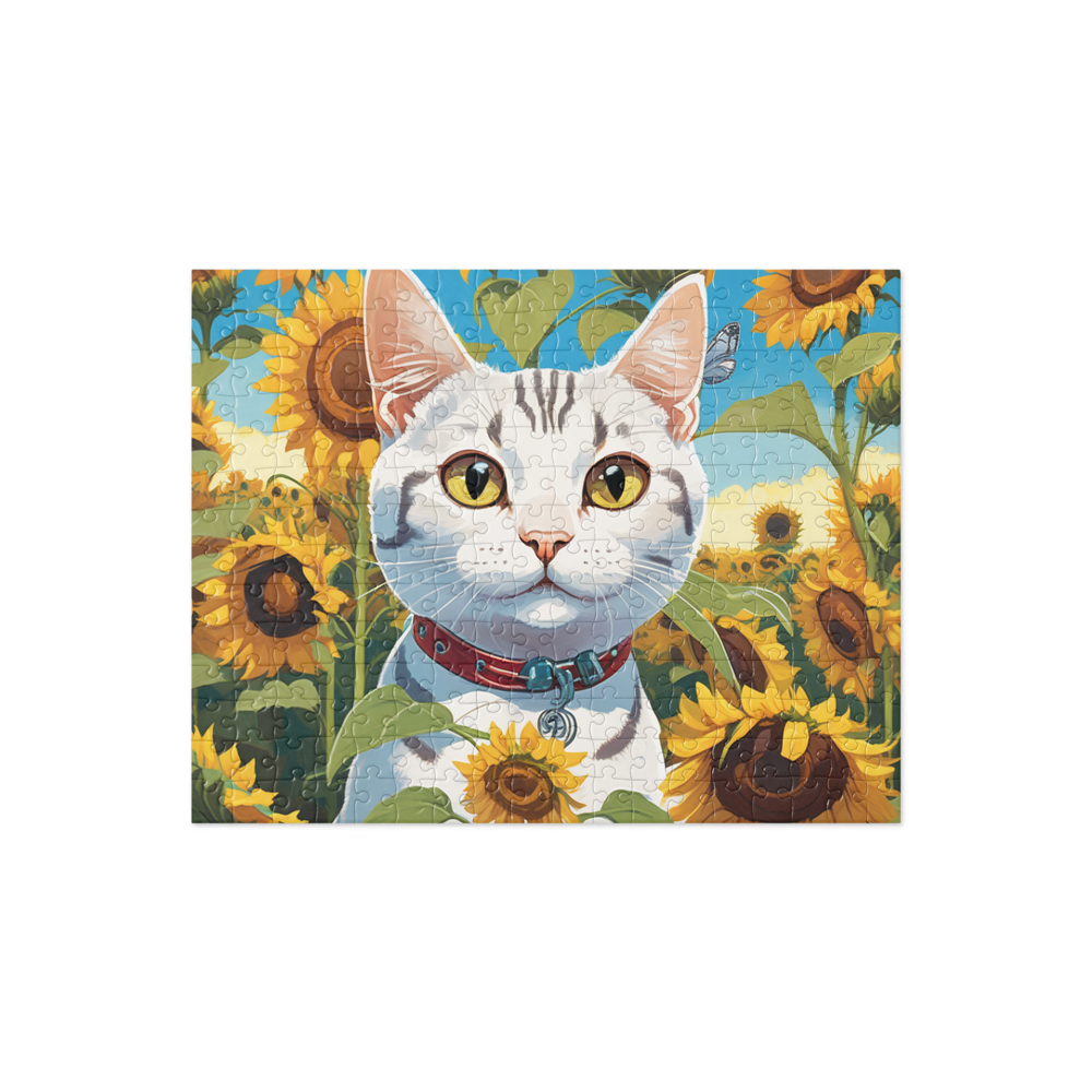 PugMug Custom White American Shorthair Cat Jigsaw Puzzle