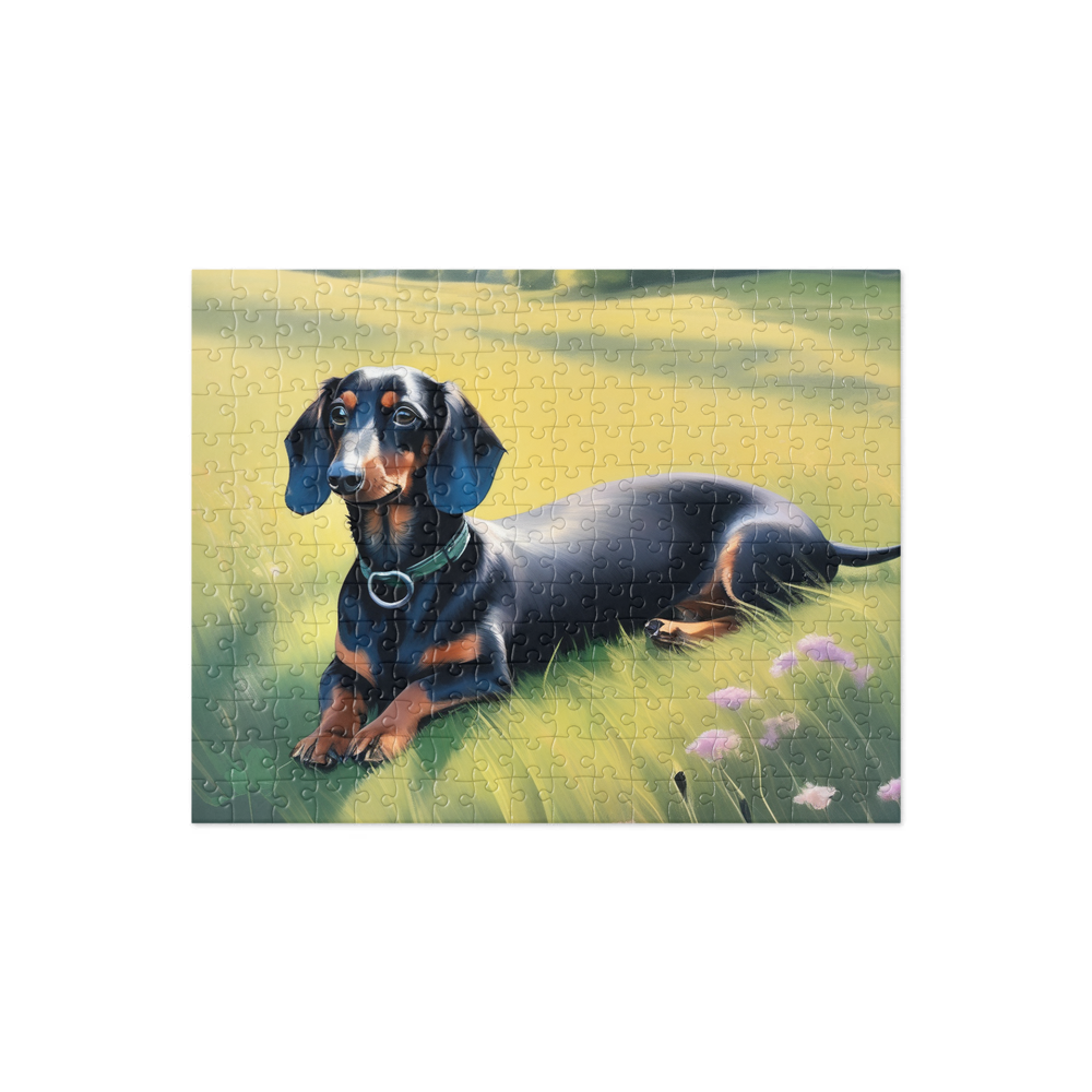PugMug Custom Black Dachshund Jigsaw Puzzle
