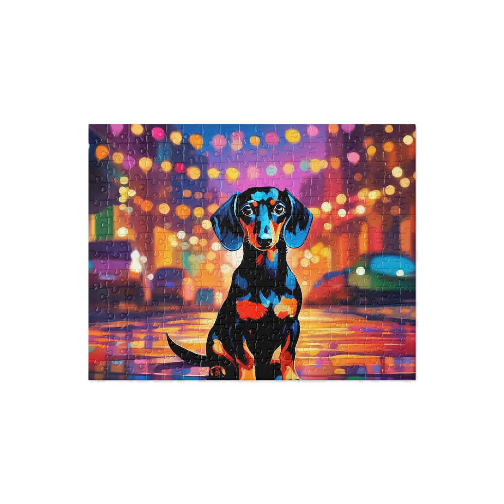 PugMug Custom Black Dachshund Jigsaw Puzzle
