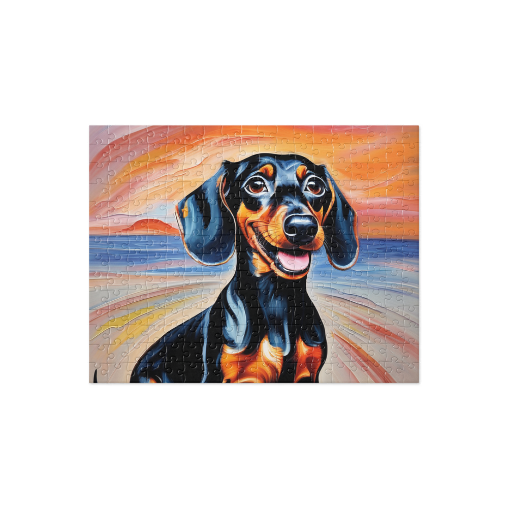 PugMug Custom Black Dachshund Jigsaw Puzzle