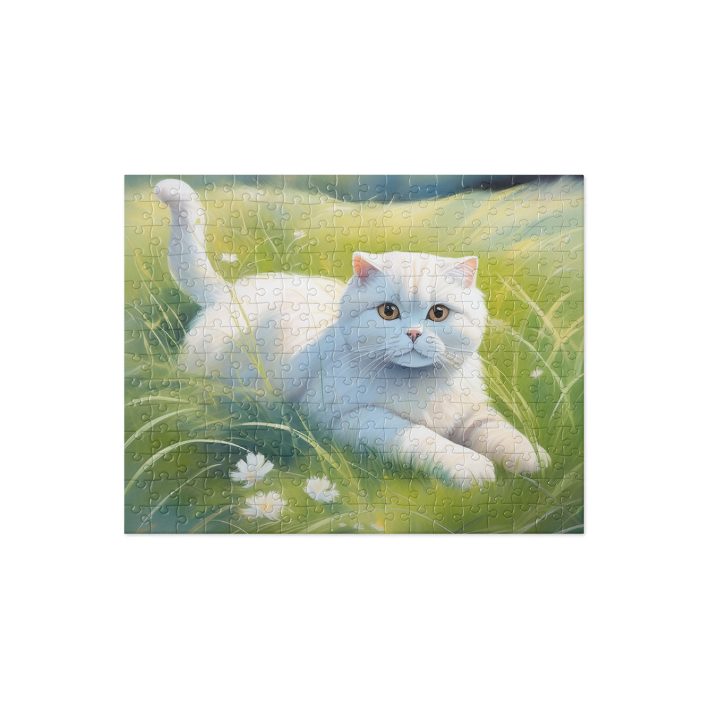 PugMug Custom White Scottish Fold Cat Jigsaw Puzzle