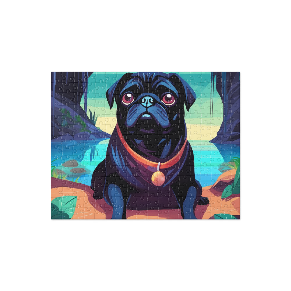 PugMug Custom Black Pug Jigsaw Puzzle
