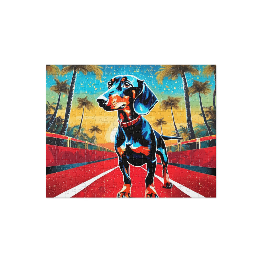 PugMug Custom Black Dachshund Jigsaw Puzzle
