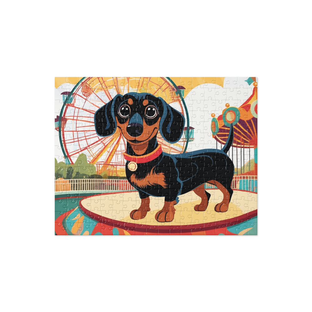 PugMug Custom Black Dachshund Jigsaw Puzzle