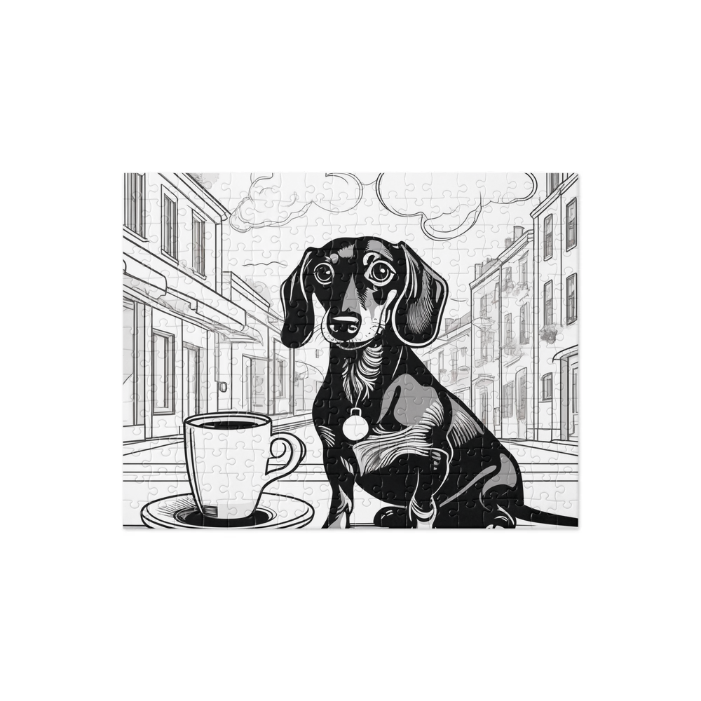 PugMug Custom Black Dachshund Jigsaw Puzzle