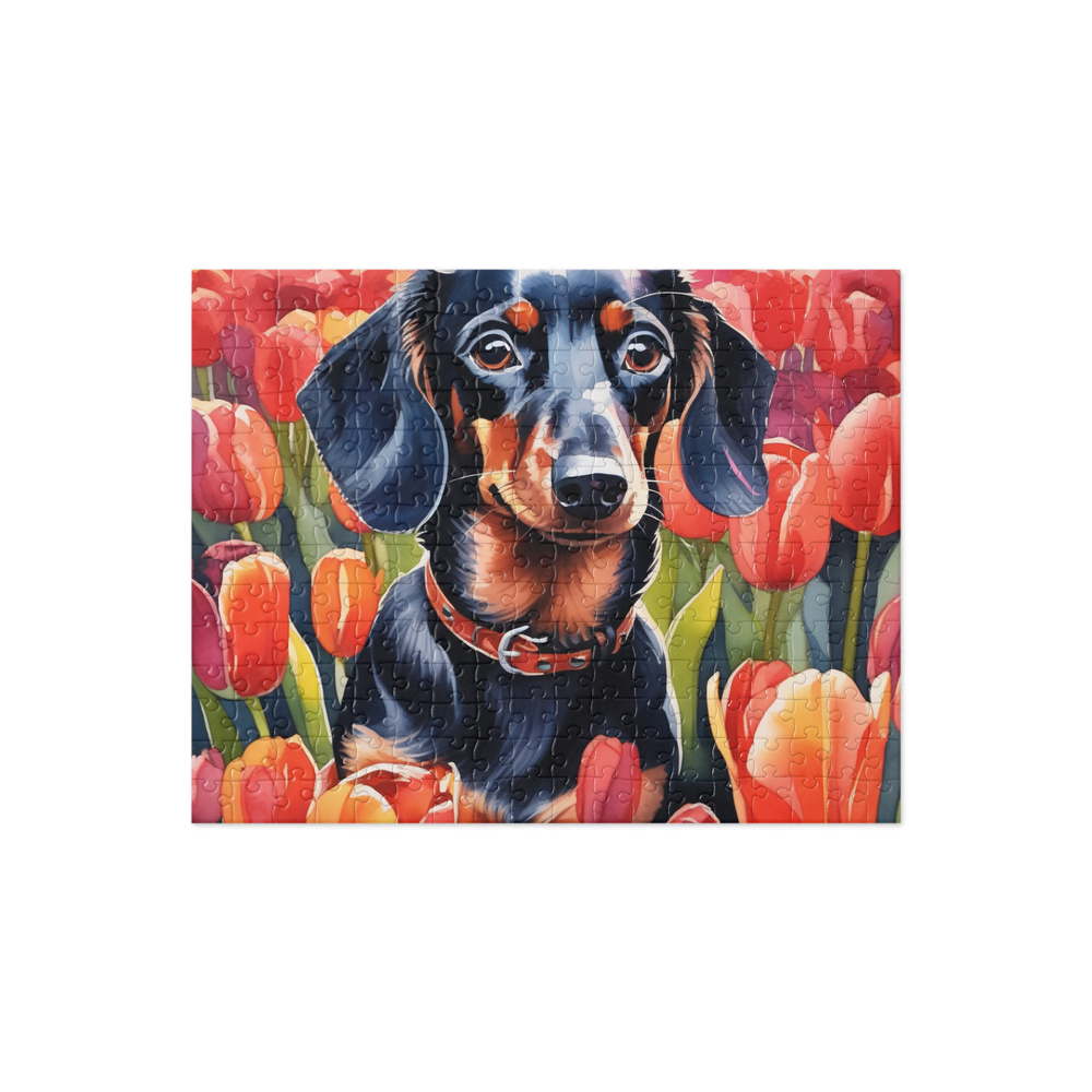 PugMug Custom Black Dachshund Jigsaw Puzzle