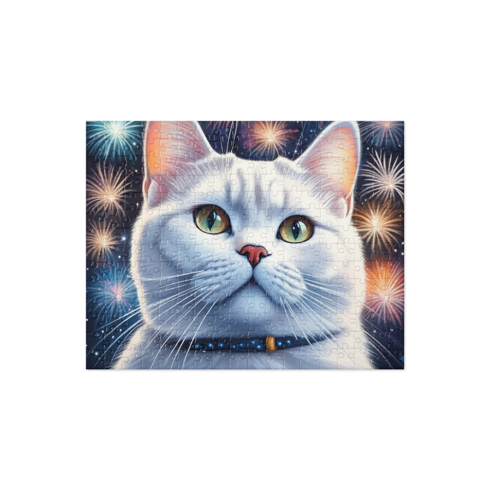 PugMug Custom White British Shorthair Cat Jigsaw Puzzle