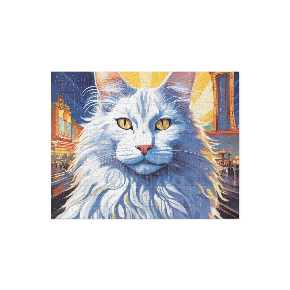 PugMug Custom White Maine Coon Cat Jigsaw Puzzle