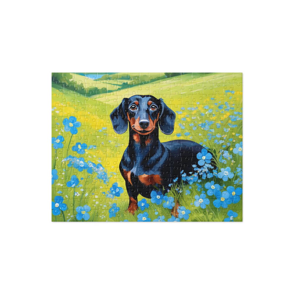 PugMug Custom Black Dachshund Jigsaw Puzzle
