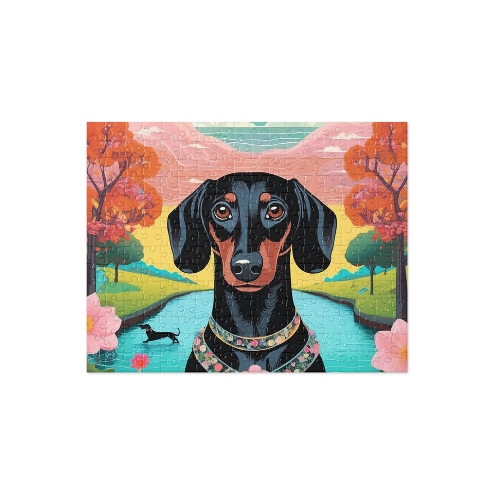 PugMug Custom Black Dachshund Jigsaw Puzzle
